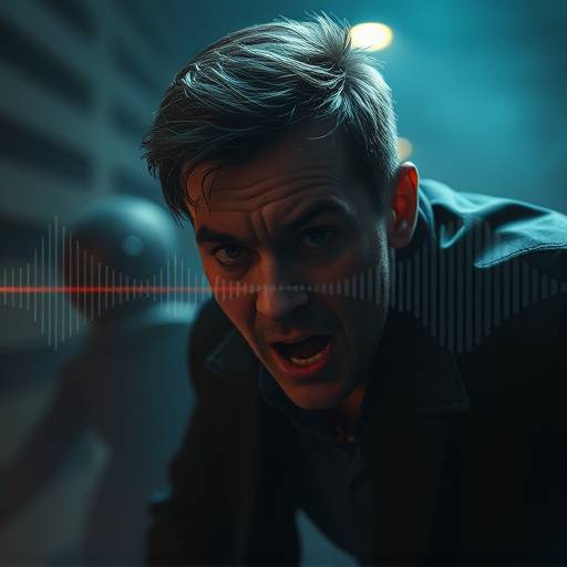 A dramatic scene from a suspense movie, highlighting the impact of intense sound design.