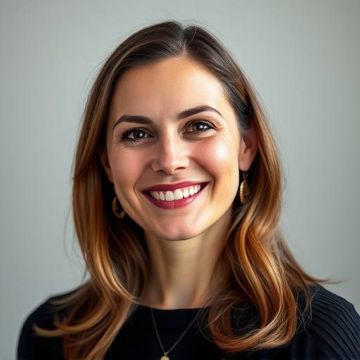 Anya Petrova, the founder of Auroral Visions Studio, smiling confidently.