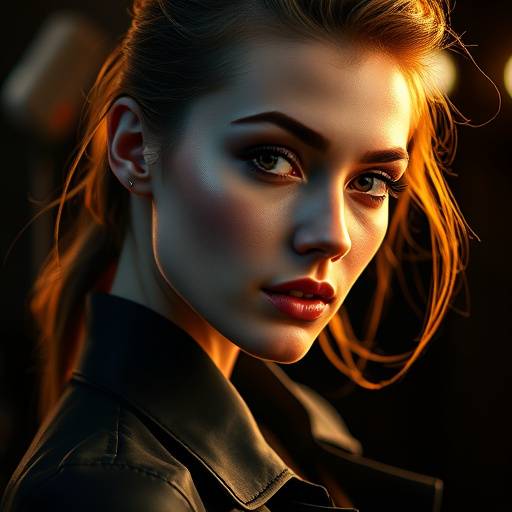 Close-up shot of a professional fashion photoshoot, showcasing dynamic lighting and pose.